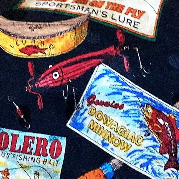 MEN'S ROSETTI NECK TIE FISHERMAN THEME 100% SILK MENS ACCESSORY FISHING FISH - Picture 3 of 6